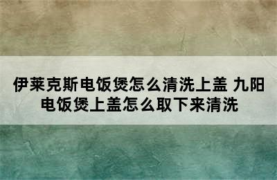 伊莱克斯电饭煲怎么清洗上盖 九阳电饭煲上盖怎么取下来清洗